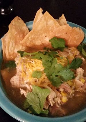 A picture of Chicken tortilla soup.