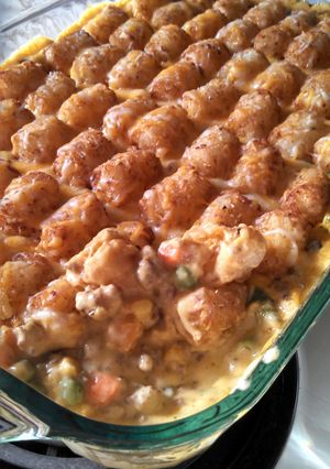 A picture of Cheesy Tater Tot Casserole.