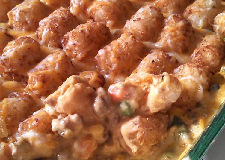Steps to Cook Super Quick Cheesy Tater Tot Casserole