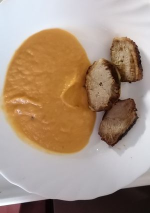 Sült kacsamell sütőtökpürével recept fotója