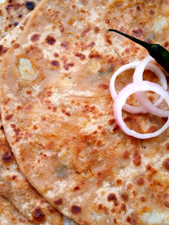 A picture of Dhaba style aloo paratha.