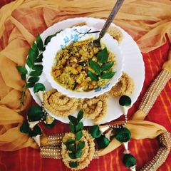 A picture of One pot green moong dal khichdi masala khichdi.
