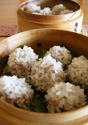 A picture of Ginger Scented Meatballs with Glutinous Rice.