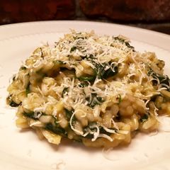A picture of Spinach & Squash Risotto Using Left Over Squash Soup.