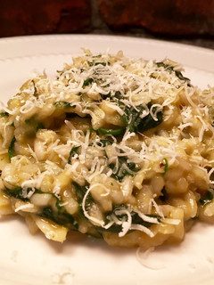 A picture of Spinach & Squash Risotto Using Left Over Squash Soup.