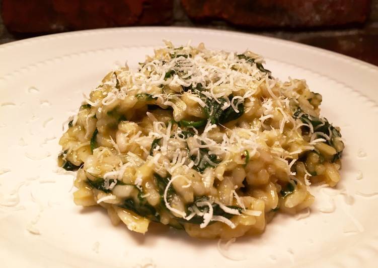 Spinach & Squash Risotto Using Left Over Squash Soup