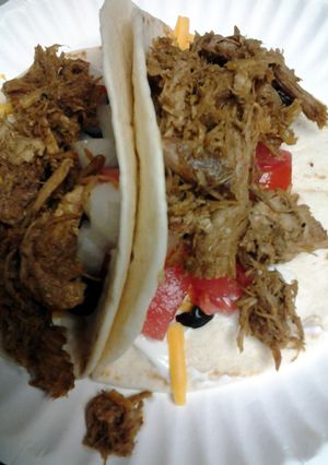 A picture of meat for soft tacos.