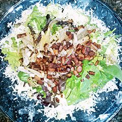 A picture of No Dressing Spam and Cheese Salad.