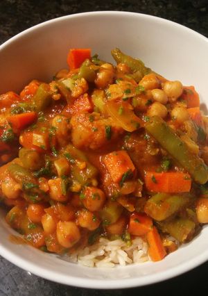 A picture of Chickpea Curry in Tomato Sauce.