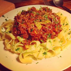 A picture of Fettuccine Bolognese.