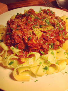 A picture of Fettuccine Bolognese.