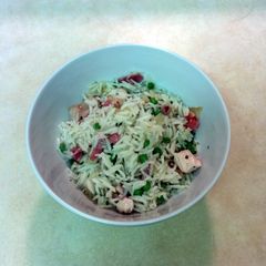 A picture of Bacon and Pea Fried Rice.