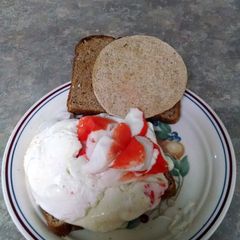 A picture of Mile-High Mozzarella and crab sandwich.
