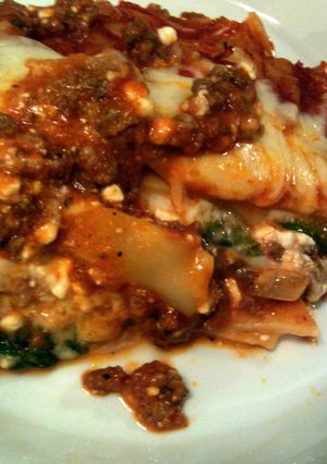 A picture of taisen's spinach lasagna.