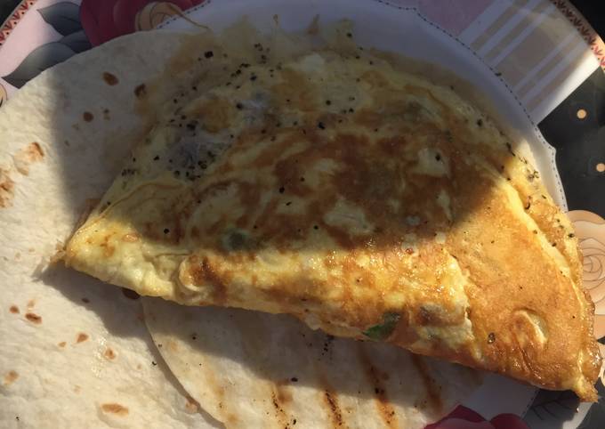 3 Egg Omelette Served On A Tortilla Wrap