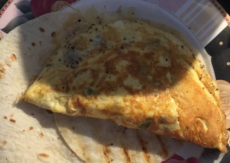 Recipe of Tasty 3 Egg Omelette Served On A Tortilla Wrap