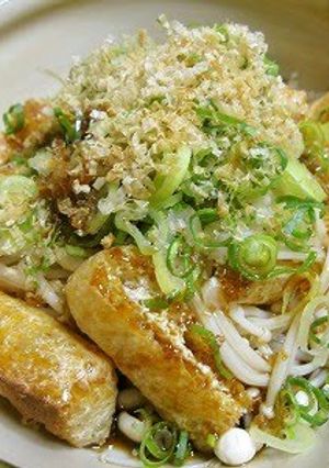 A picture of Aburaage and Enoki sin Ponzu Sauce.