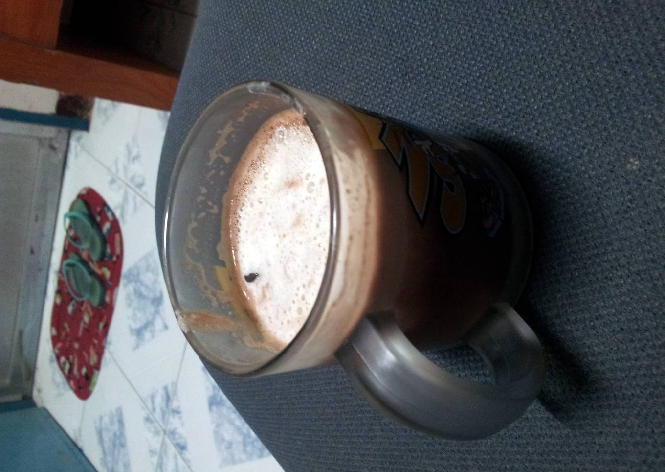 Cocoa cream with rocksalt and cheese foam