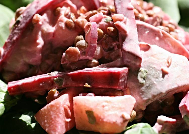 Recipe of Super Quick Homemade Sig&#39;s Beetroot, Apple, Lentil and Herring  Salad