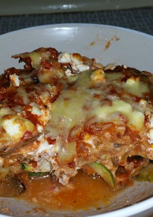 A picture of Vegetable loaded Chicken not-lesagne.