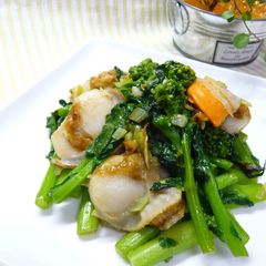 A picture of Broccolini and Scallops in Salty Sauce.