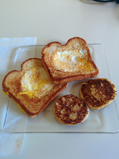 A picture of Birds in a Crater w/ French Toast Sliders.