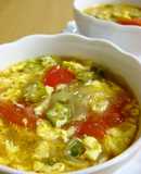 Hot and Sour Soup with Tomato, Okra, and Bean Thread Noodles