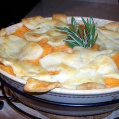 A picture of Savory turkey and sweet potato pot pie.