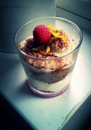 A picture of Raspberry and Lemon Tiramisu (An Adaptation) My own recipe!.