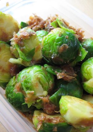 A picture of Seasoned Brussels Sprouts with Bonito Flakes.