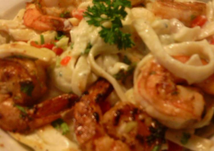 Recipe of Speedy sunshines shrimp and fettucini