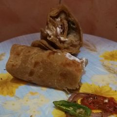 A picture of Kabab leyar pratha roll.