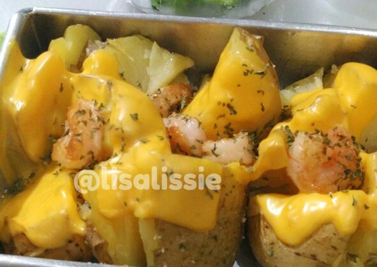 Resep Cheesy Baked Potato Shrimp with Broccoli - Simple Fast Easy 😝, Bisa Manjain Lidah