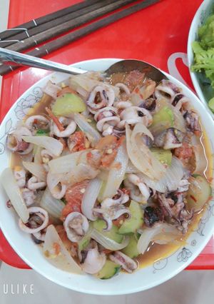 Hình của món Mực xào.