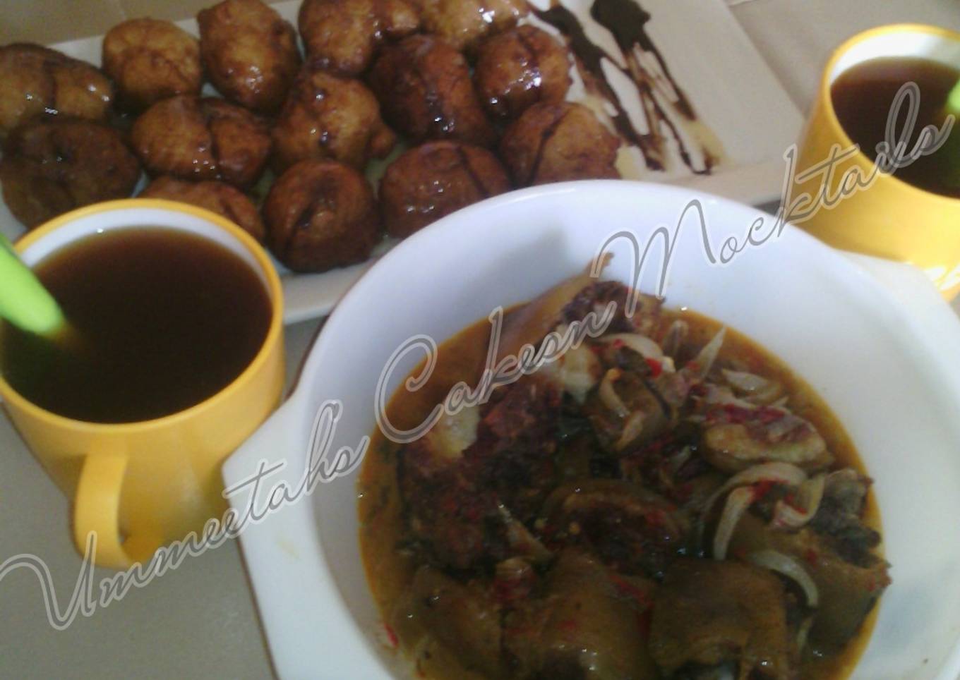 Special Puff puff, cow tail pepper soup and tea