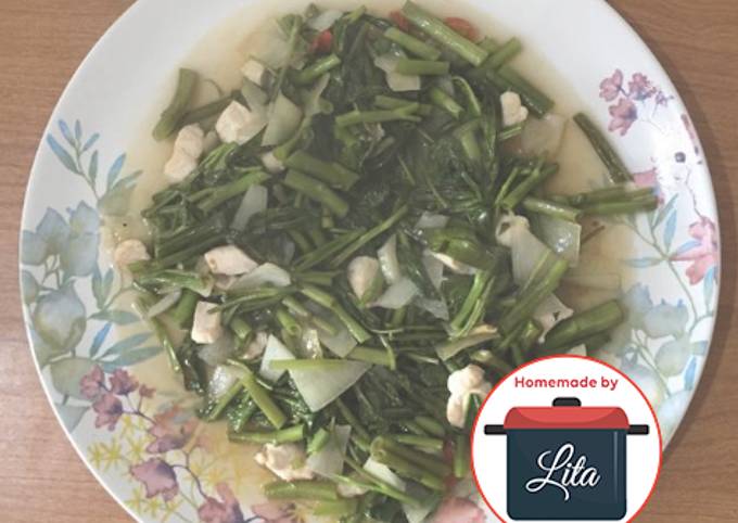 Kangkung cah ayam saus tiram simple mudah #homemadebylita