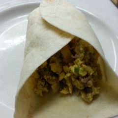 A picture of Real breakfast burritos.