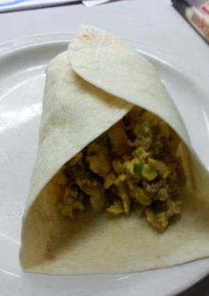 A picture of Real breakfast burritos.