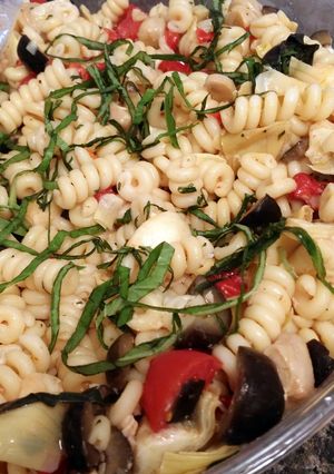 A picture of Amanda's Italian pasta salad.
