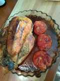 Pularda y tomates al horno