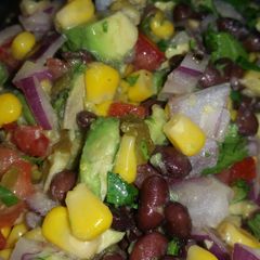 A picture of Black bean corn salad with hatch green chile.