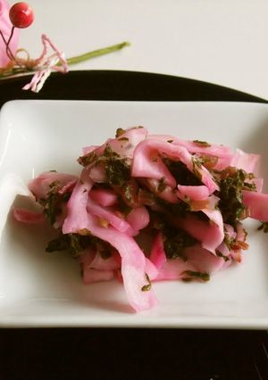 A picture of Pickled Sakura and Japanese Turnips.