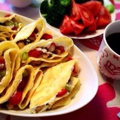 A picture of Pancake Mix Strawberry Crepes.
