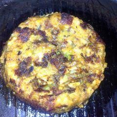 A picture of Sig's Yam Cakes with Goats Brie.