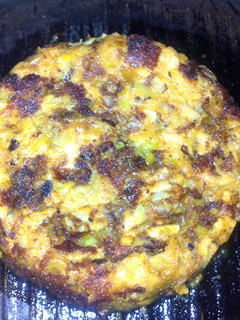 A picture of Sig's Yam Cakes with Goats Brie.
