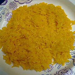 A picture of Saffron turmeric rice.