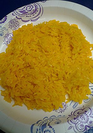 A picture of Saffron turmeric rice.