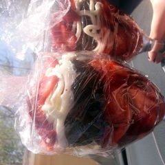 A picture of strawberry banana rum bombs.