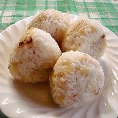 A picture of Onigiri Rice Balls with Takuan and Mayonnaise.