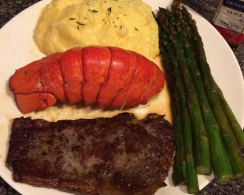 Fast Cooking Methods Thin cut New York strip with lobster and asparagus Delicious Simple